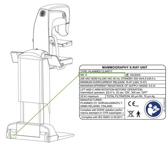 How to find serial number form Planmed Clarity