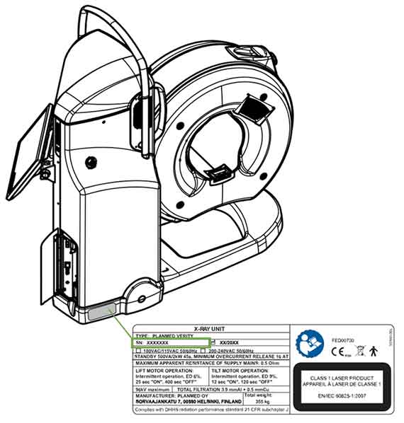 How to find serial number form Planmed Verity